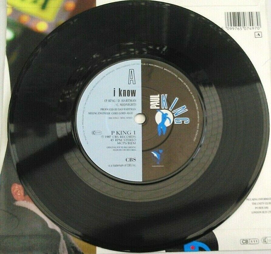 Paul King - I Know (CBS, 1987) 7" vinyl P/S single VG/VG