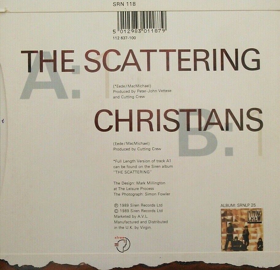 Cutting Crew – The Scattering (Siren, 1989) 7" vinyl P/S single VG/VG