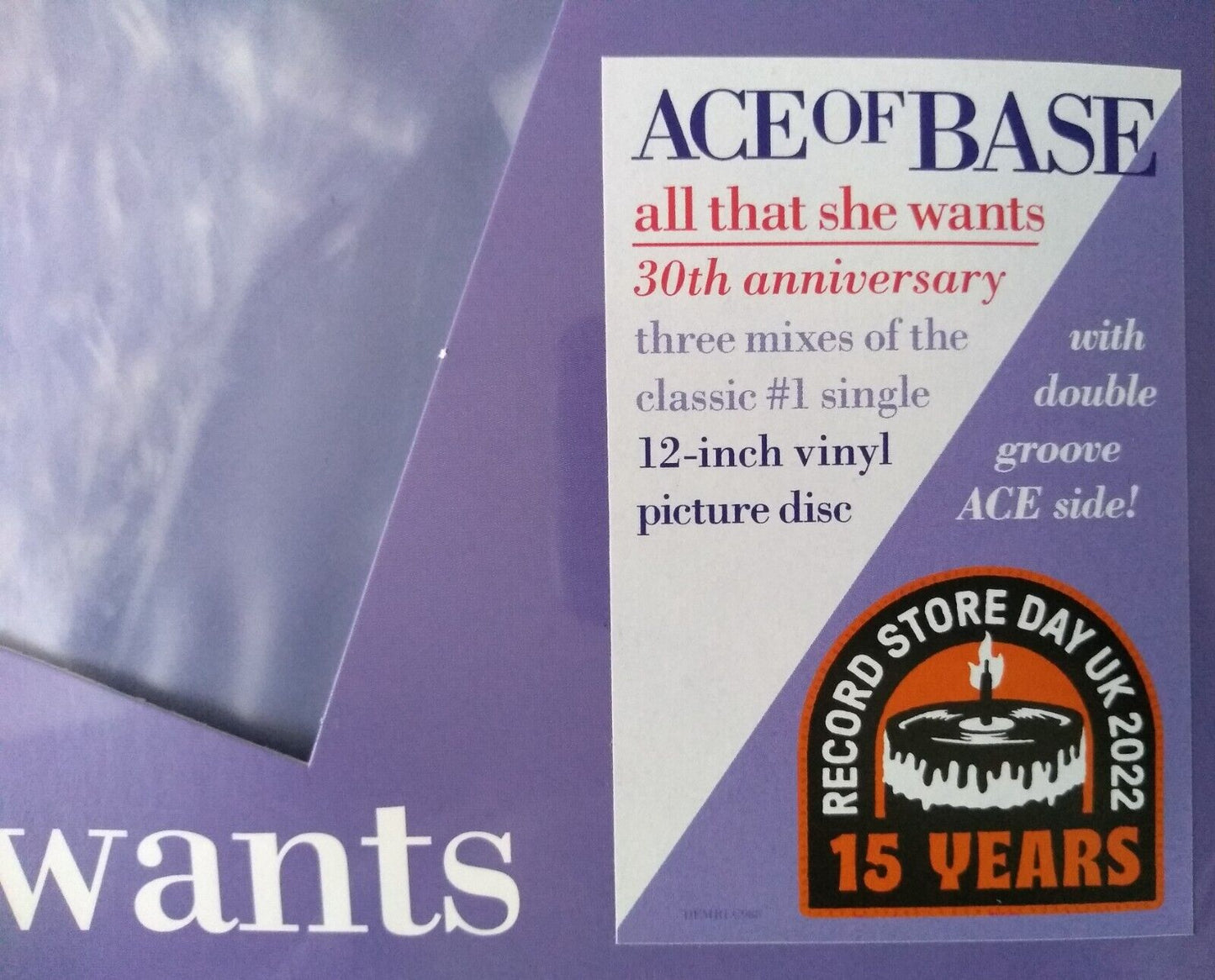 Ace Of Base - All That She Wants (2022) 12" picture disc vinyl single New Sealed