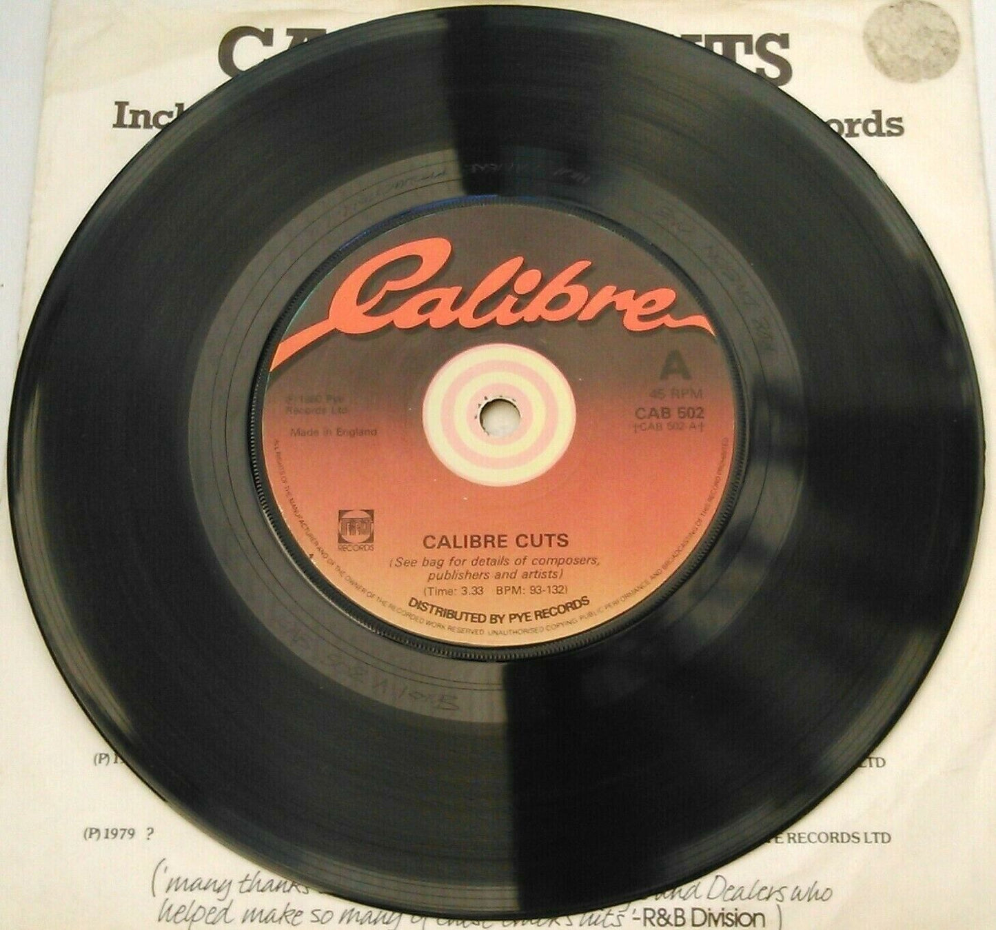 Various - Calibre Cuts (Calibre, 1980) 7" vinyl P/S single VG/VG