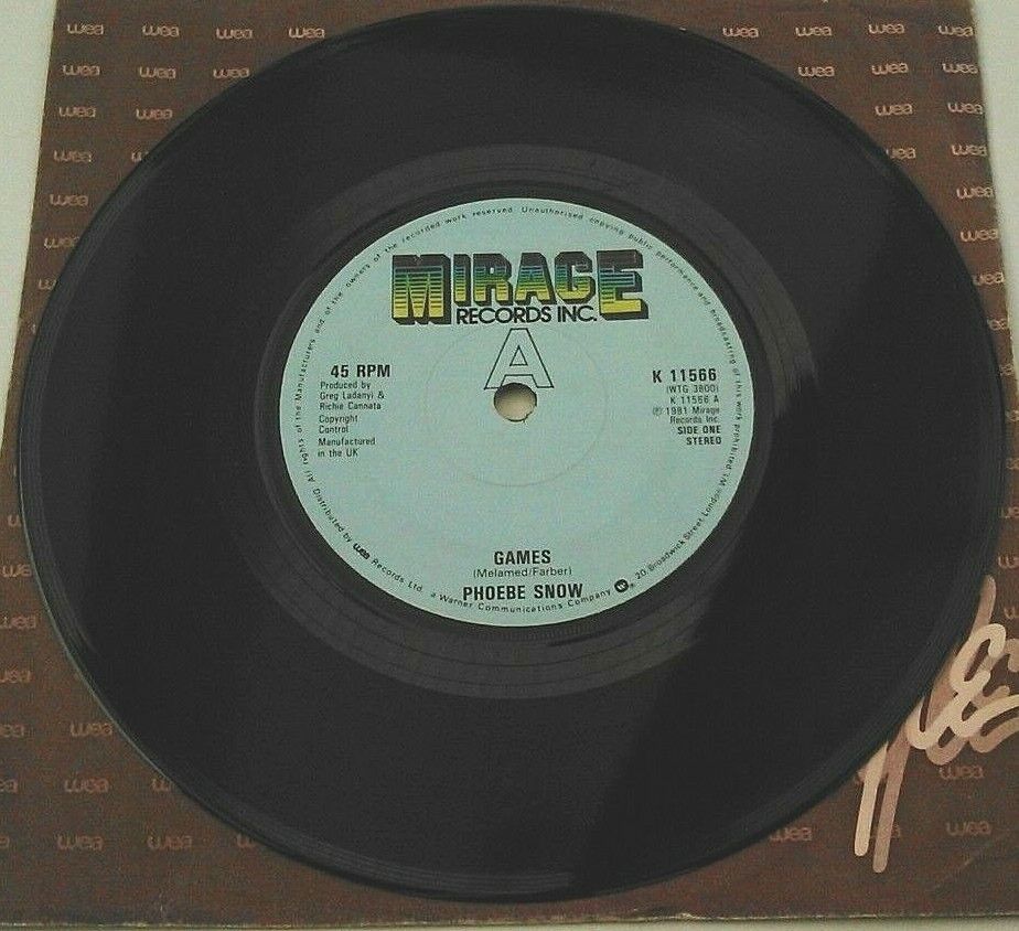 Phoebe Snow - Games (Mirage, 1981) 7" vinyl single VG/-