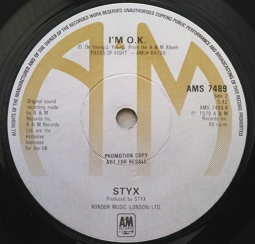 Styx - Babe (A&M, 1979) 7" vinyl single VG/- promo