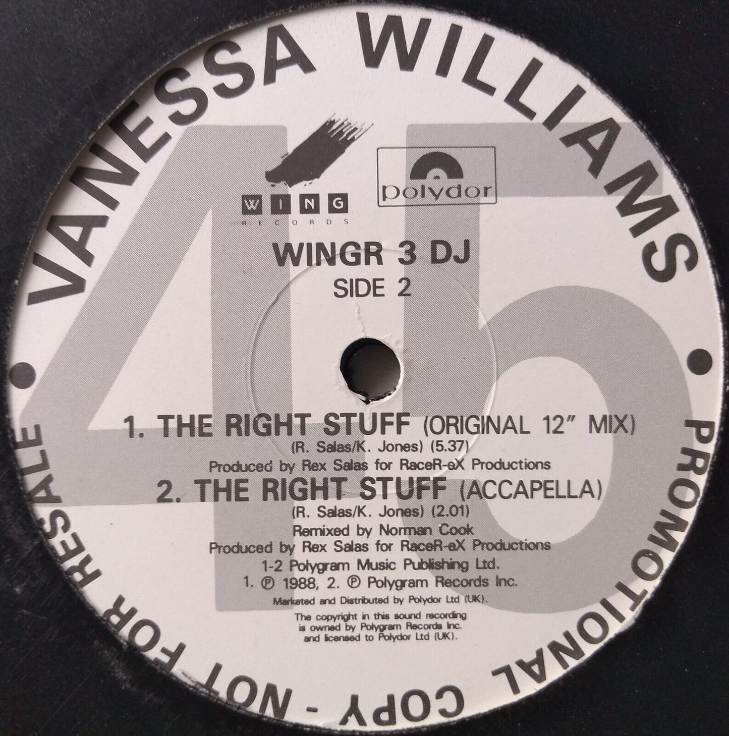 Vanessa Williams - The Right Stuff (Polydor 1989) 12" vinyl single VG/VG promo