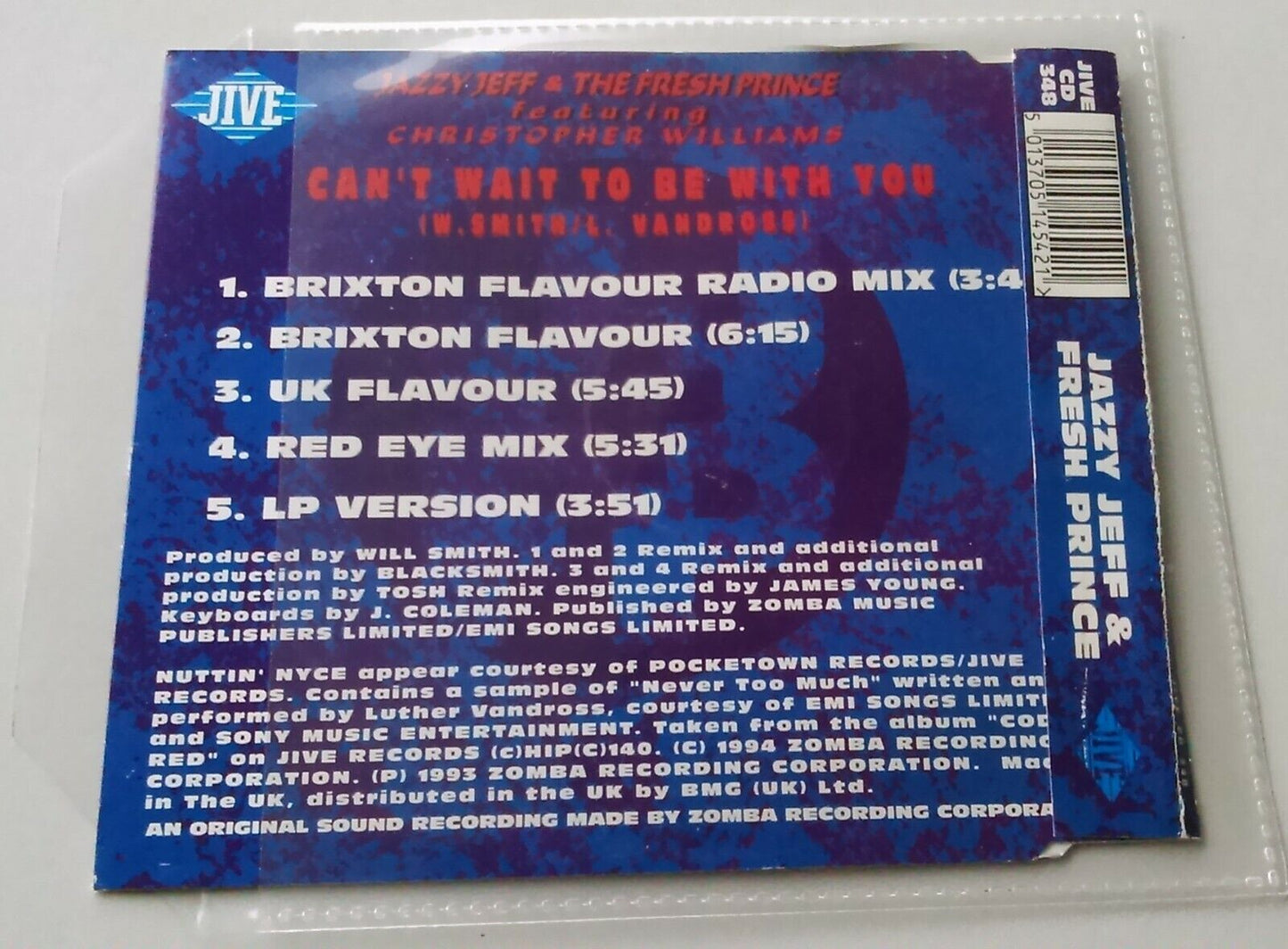 DJ Jazzy Jeff & The Fresh Prince – Can't Wait To Be With You CD plastic wallet