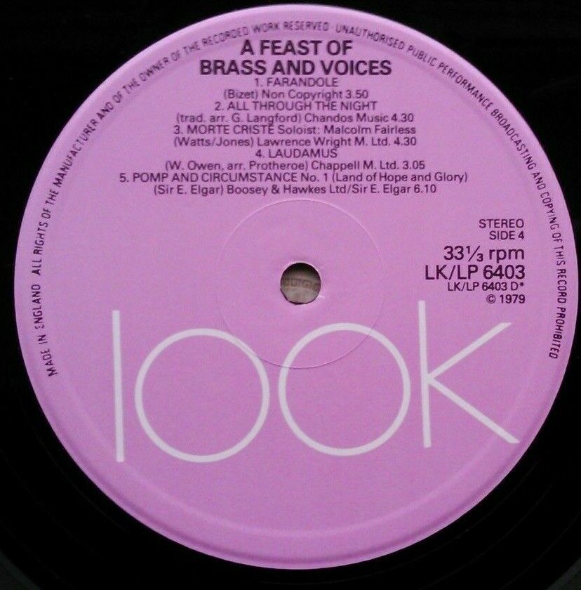 Various - A Feast Of Brass And Voices (Look, 1979) 2x12" vinyl LP VG/VG