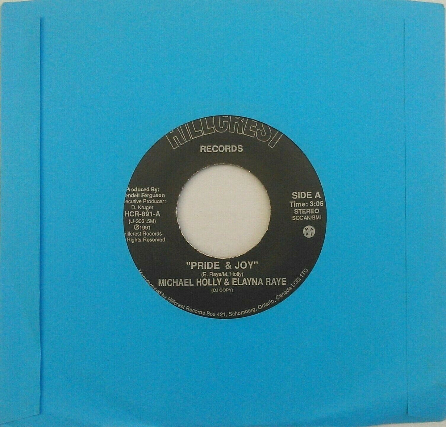 Michael Holly, Elayna Raye - "Pride & Joy" (1991) 7" vinyl single VG/VG US promo