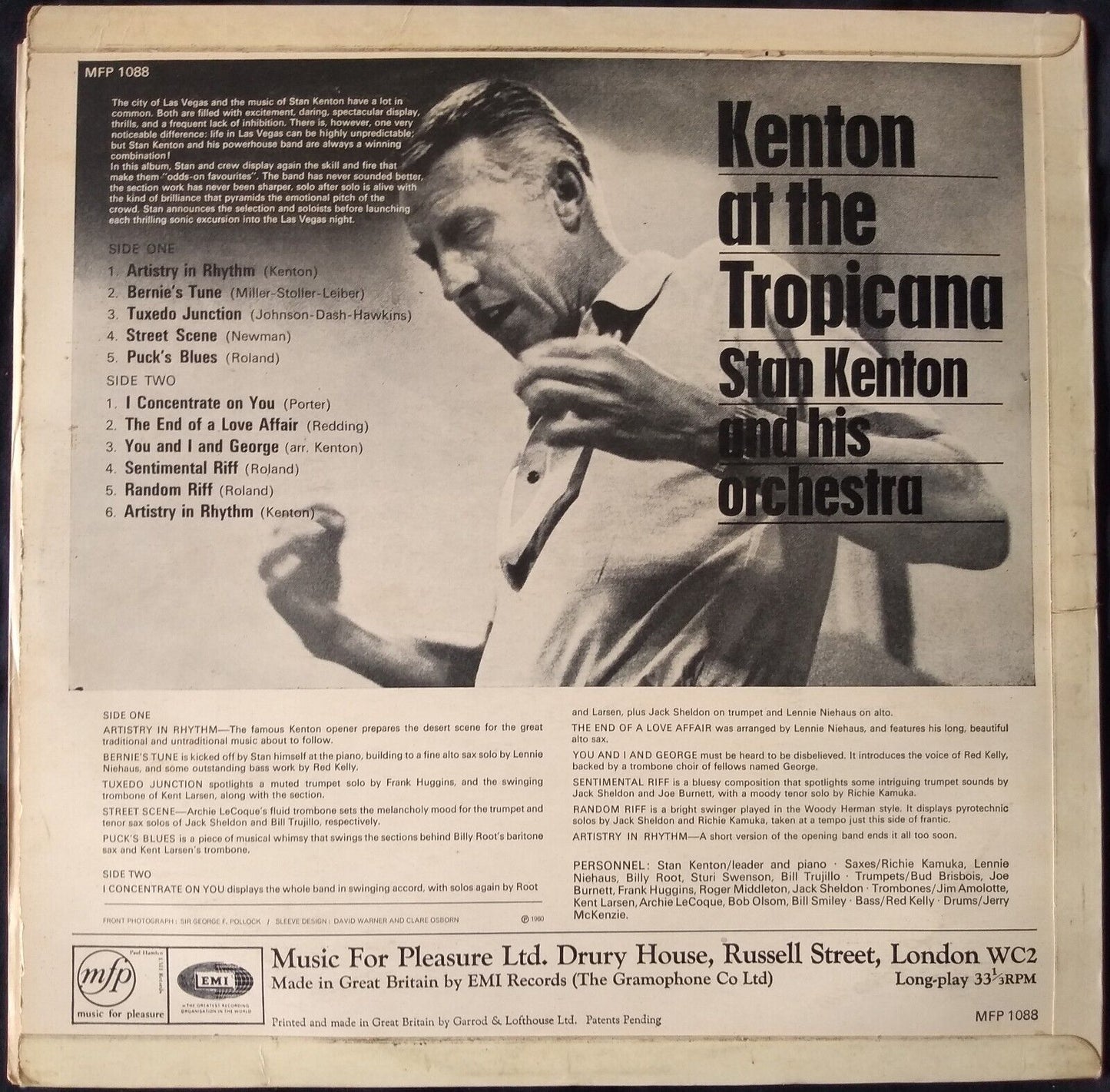 Stan Kenton - Kenton At The Tropicana (MFP) 12" vinyl LP VG/VG