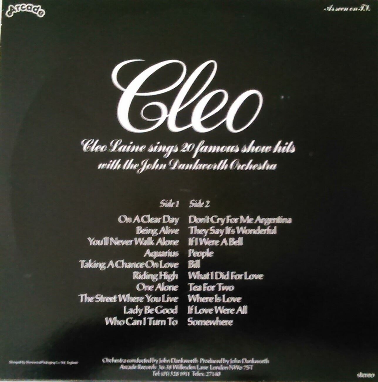 Cleo Laine – Cleo (Arcade, 1978) 12" vinyl LP VG/VG