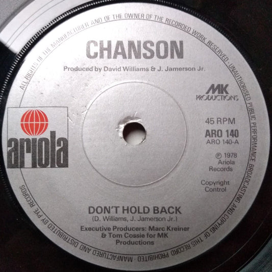 Chanson - Don't Hold Back (Ariola 1978) 7" vinyl single VG/-