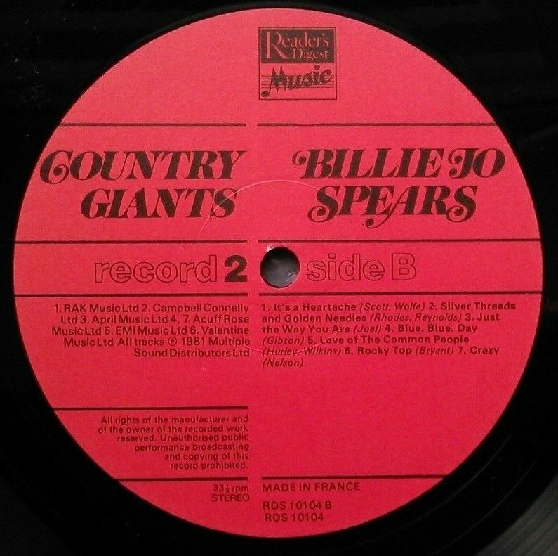 George Hamilton IV / Billie Jo Spears – Country Giants 2x12" vinyl LP VG+/VG