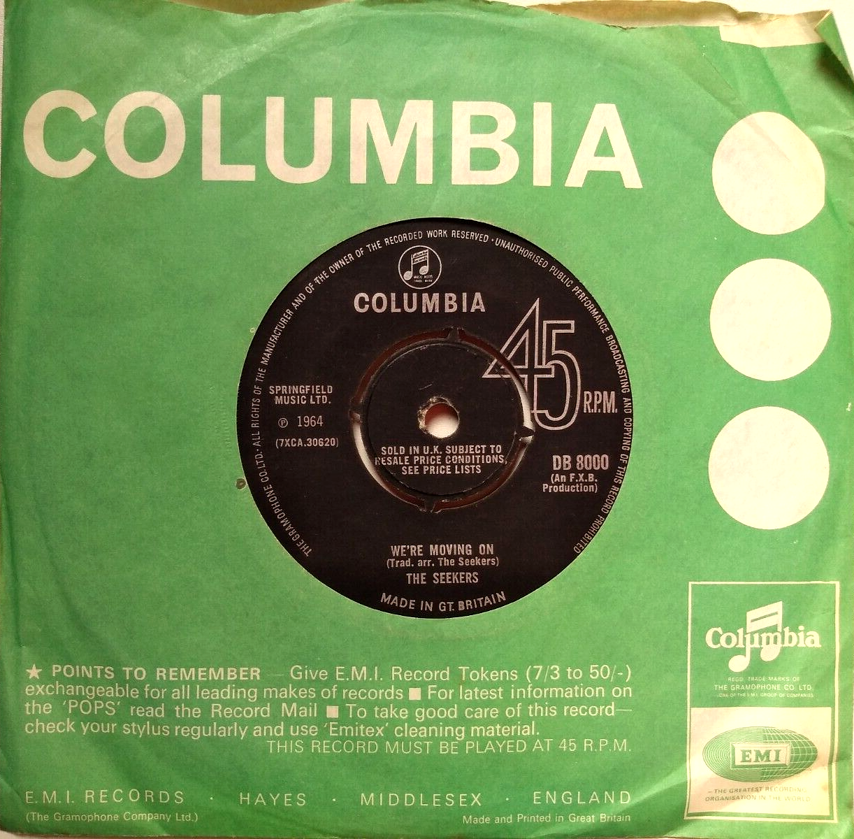 The Seekers – Walk With Me (Columbia 1966) 7” vinyl single VG/VG