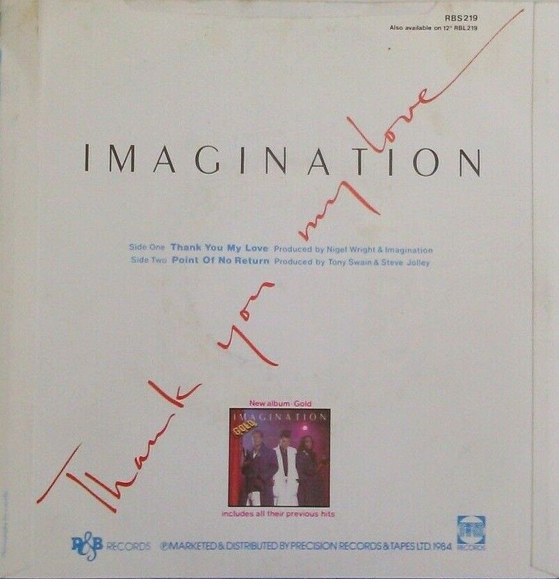 Imagination - Thank You My Love (R&B, 1984) 7" vinyl single VG/VG