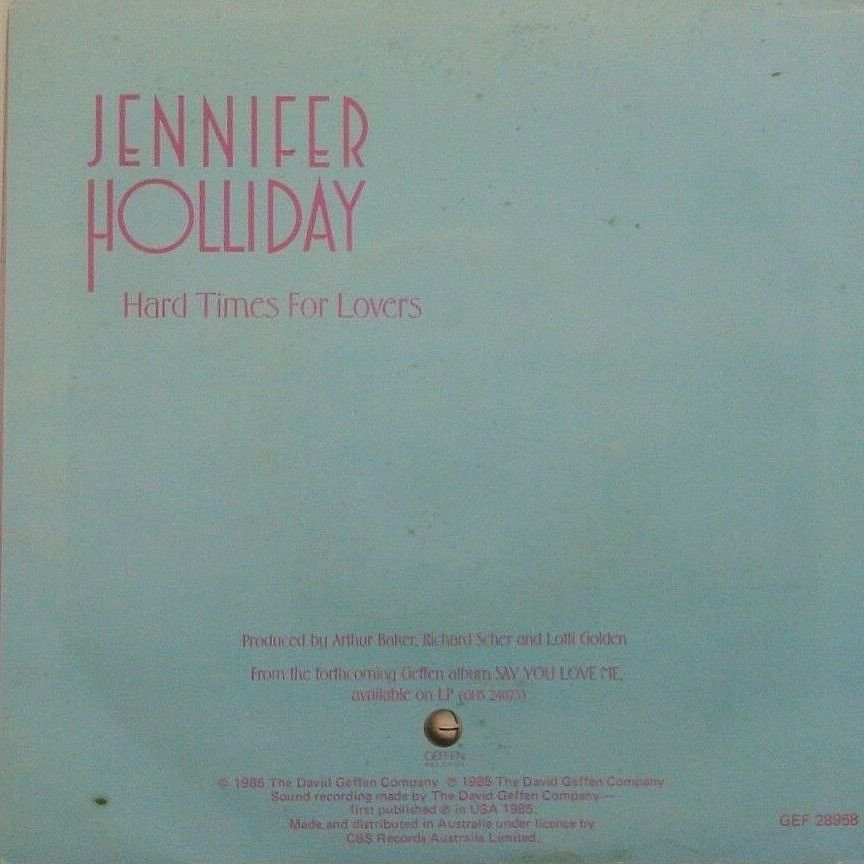 Jennifer Holliday – Hard Times For Lovers (1986) 7" vinyl P/S single VG/VG Aus