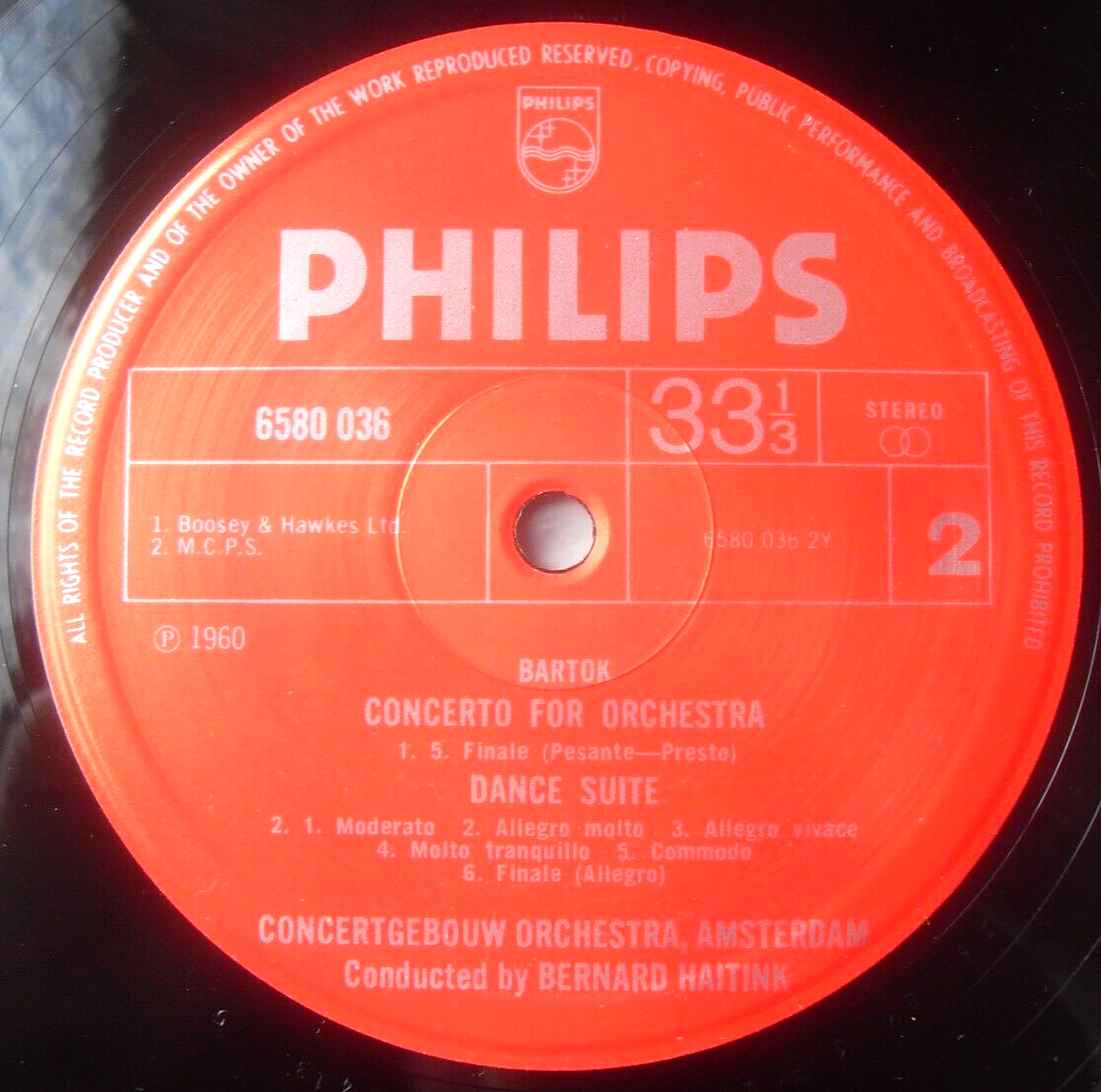 Bartok, Haitink - Concerto For Orchestra (Philips 1971) 12" vinyl LP VG/VG