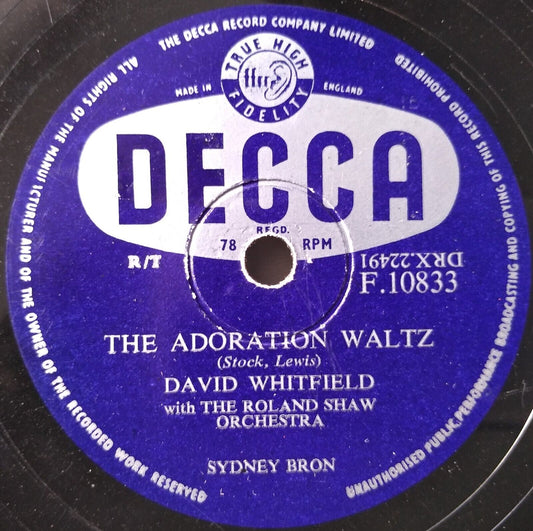 David Whitfield - The Adoration Waltz (Decca 1957) 10" shellac VG/-