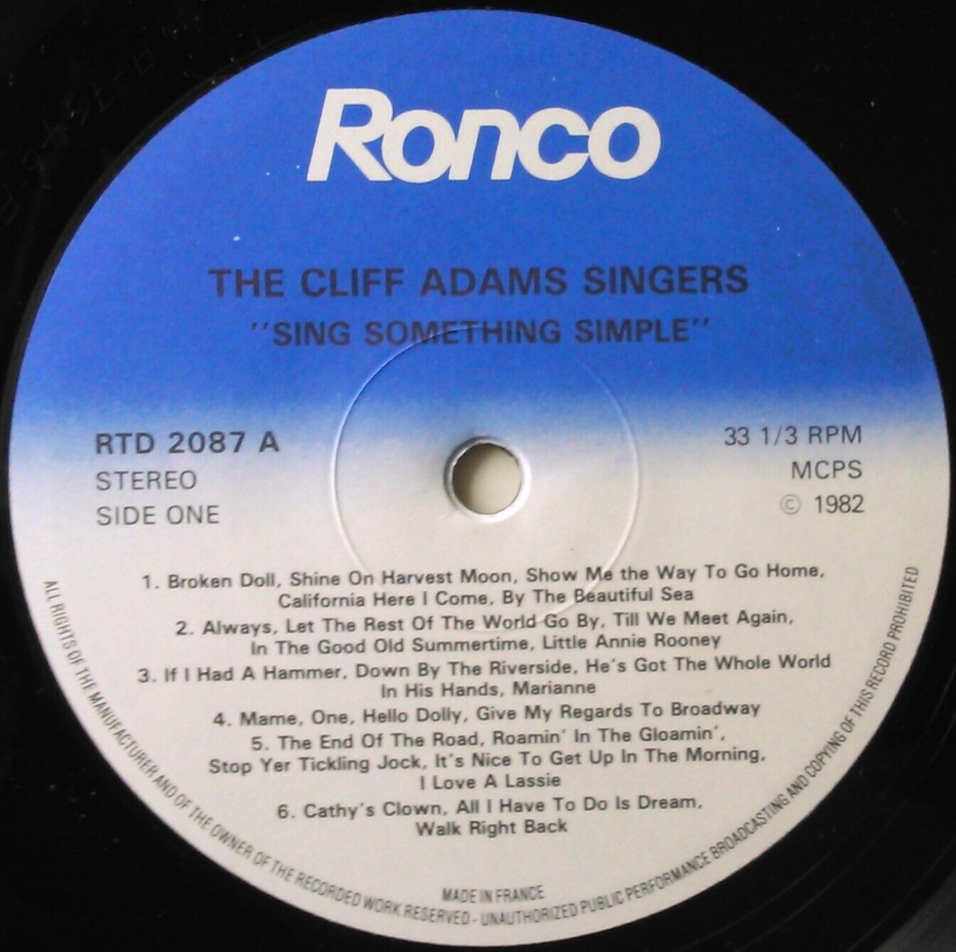 Cliff Adams Singers – Sing Something Simple (Ronco, 1982) 2x12" vinyl LP VG/VG