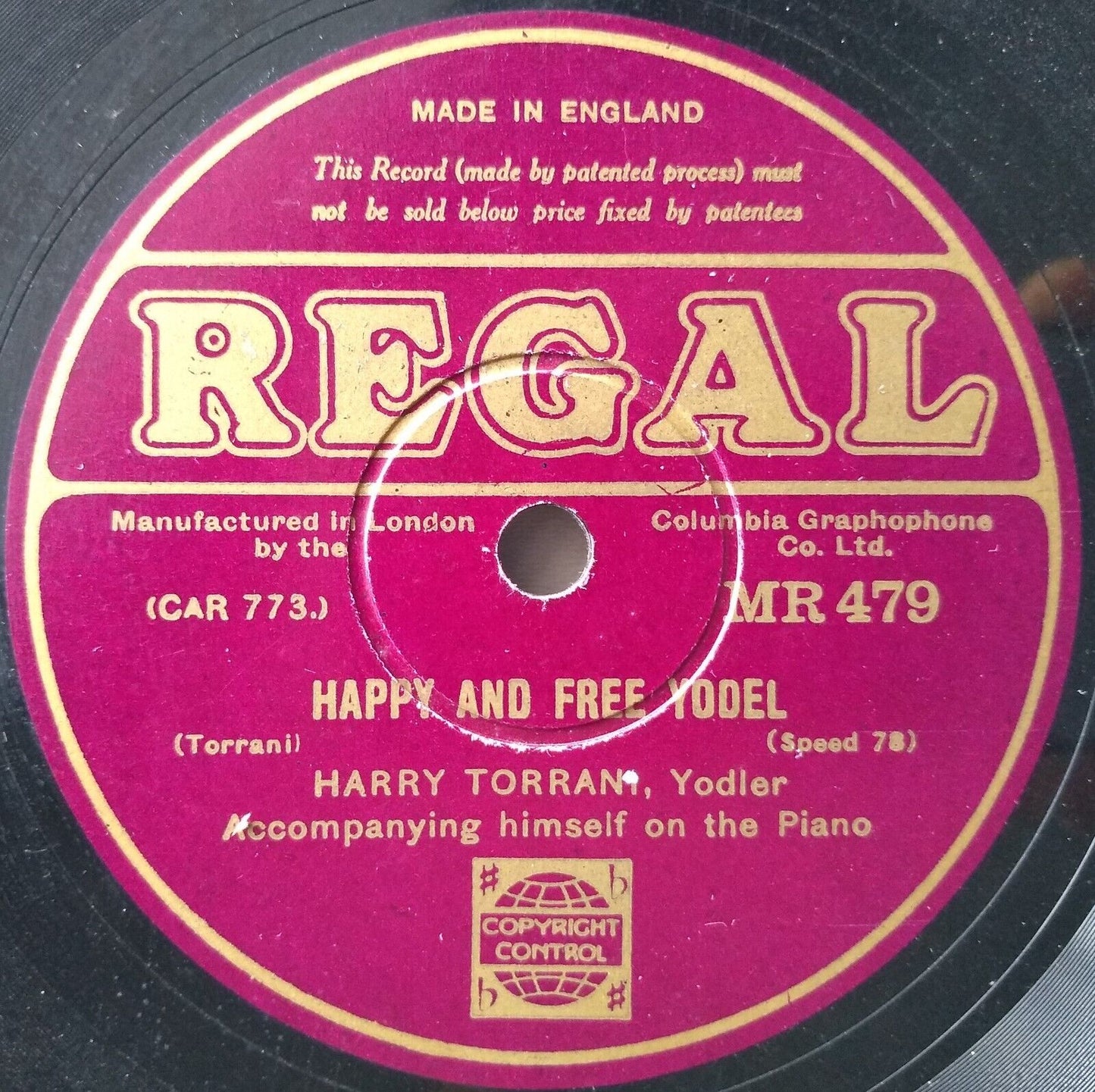 Harry Torrani – Happy And Free Yodel (Regal 1932) 10" shellac VG/-