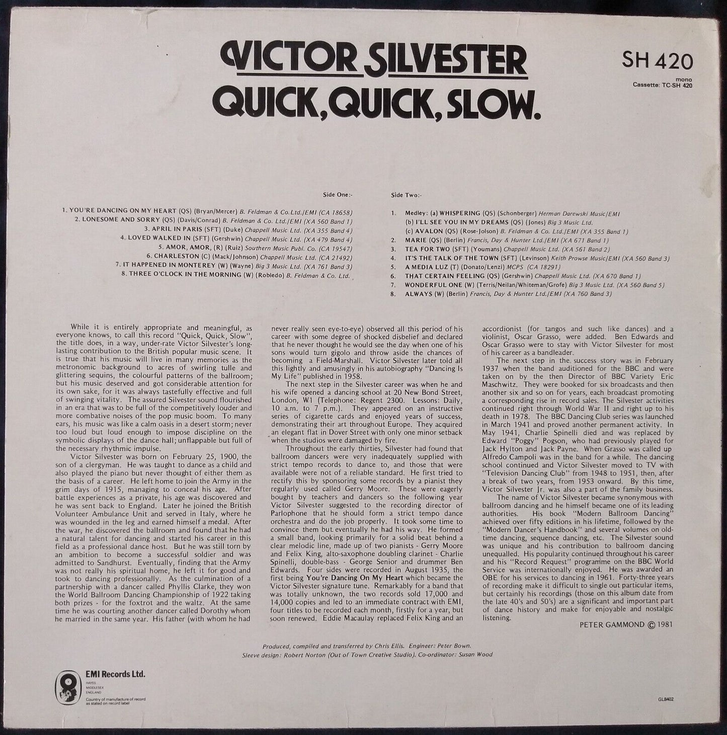 Victor Silvester & His Ballroom Orchestra - Quick, Quick, Slow 12" vinyl LP VG