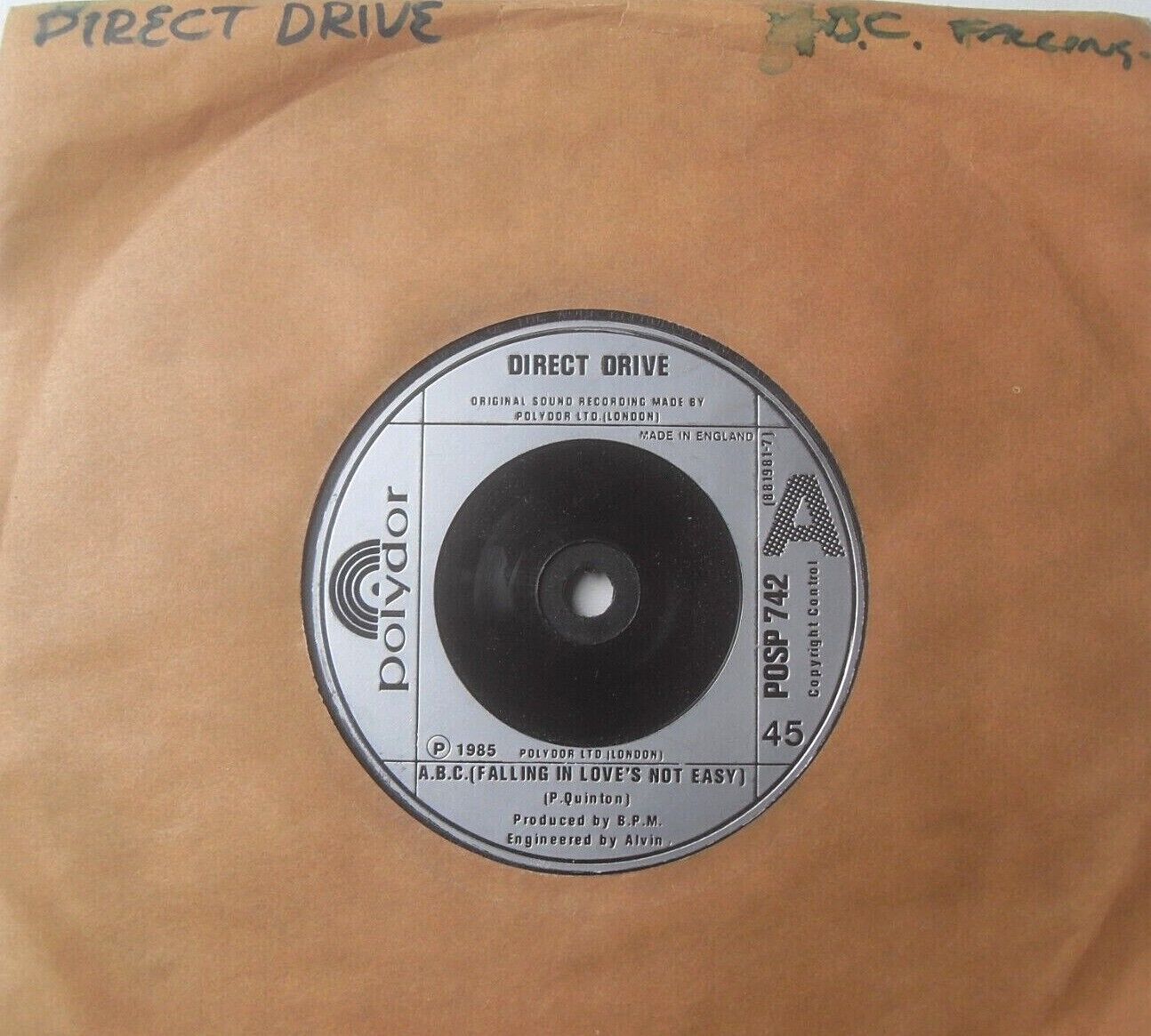 Direct Drive – A.B.C. (Falling In Love's Not Easy) (1985) 7" vinyl single VG/-