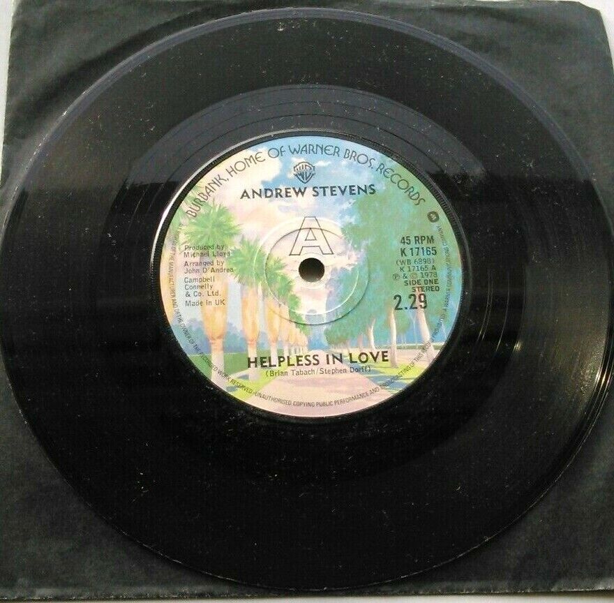 Andrew Stevens - Helpless In Love (WB, 1978) 7" vinyl single VG/-