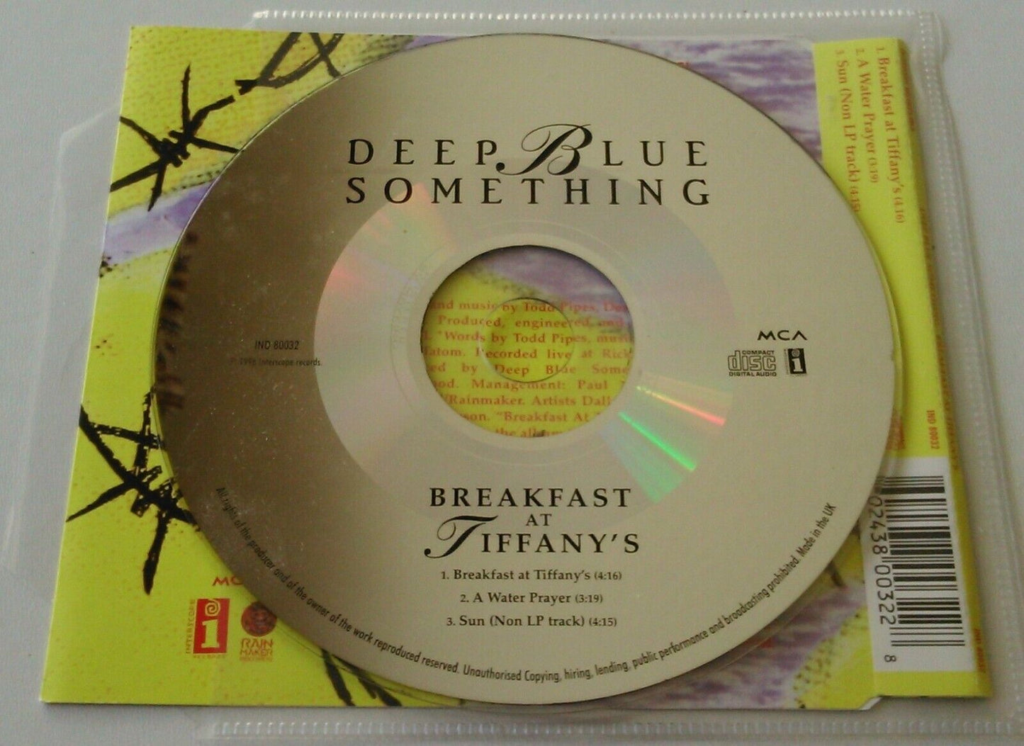 Deep Blue Something ‎– Breakfast At Tiffany's CD single *no case - wallet*