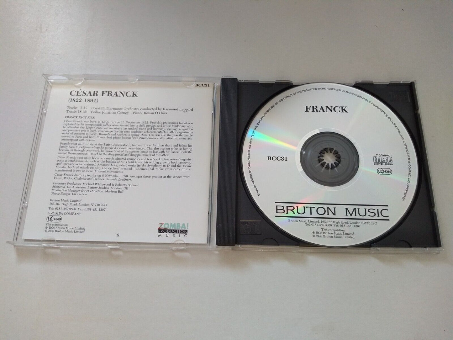 Franck, RPO - Symphony in D Minor (Bruton 1996) CD album