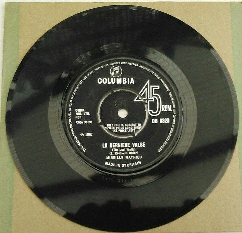 Mireille Mathieu - La Dernière Valse (Columbia, 1967) 7" vinyl single VG/-