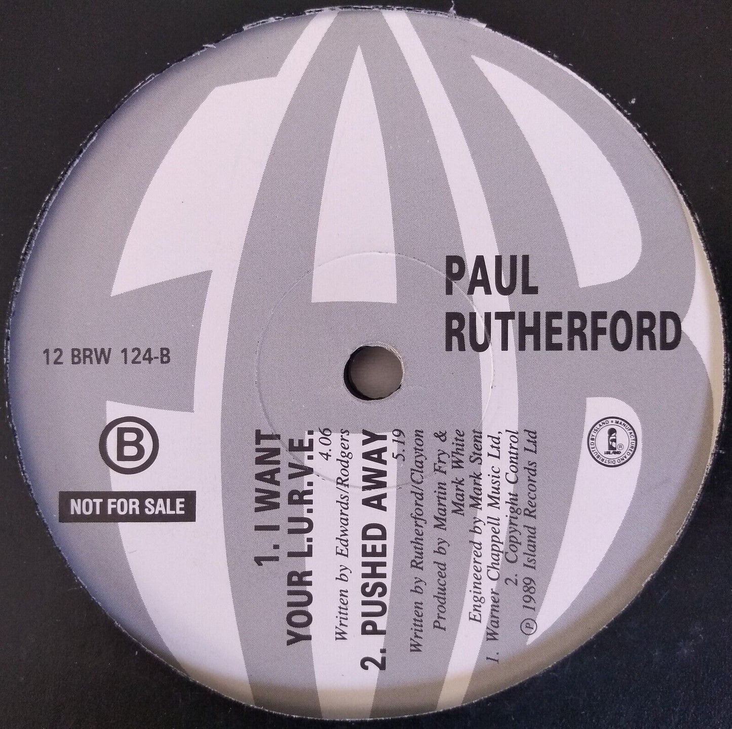 Paul Rutherford I Want Your Love (4th & Broadway 1989) 12" vinyl single Promo VG