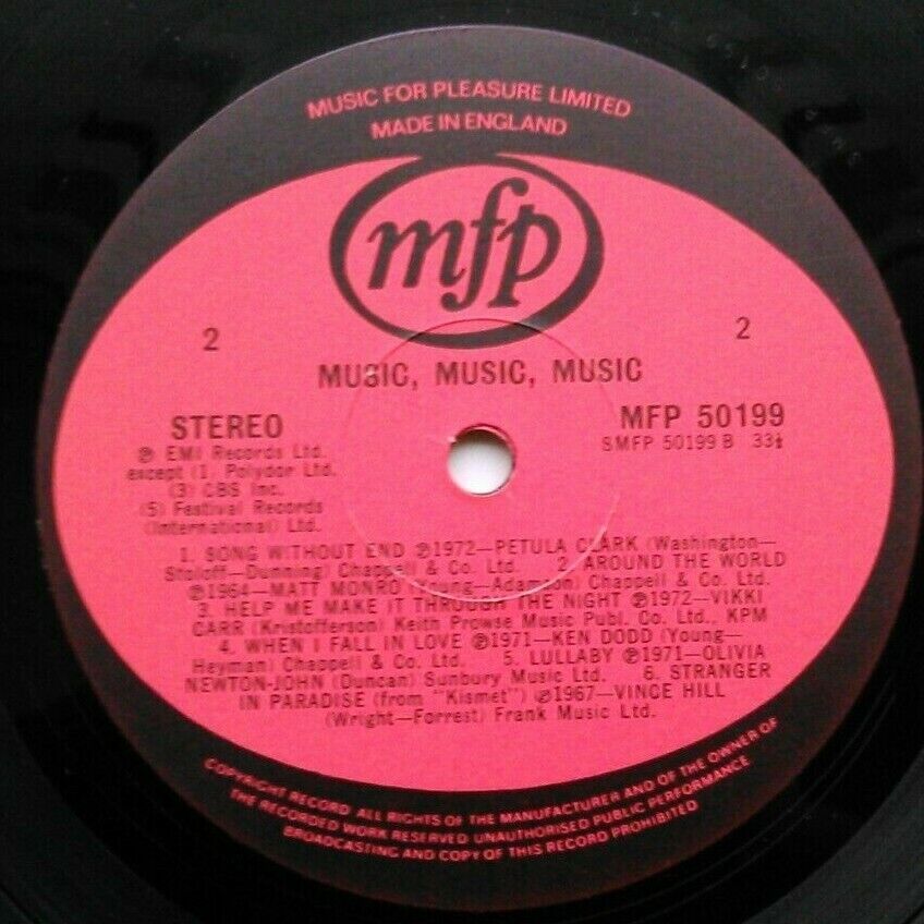 Various – Music, Music, Music (EMI, 1974) 12" vinyl LP VG/VG Clark Carr