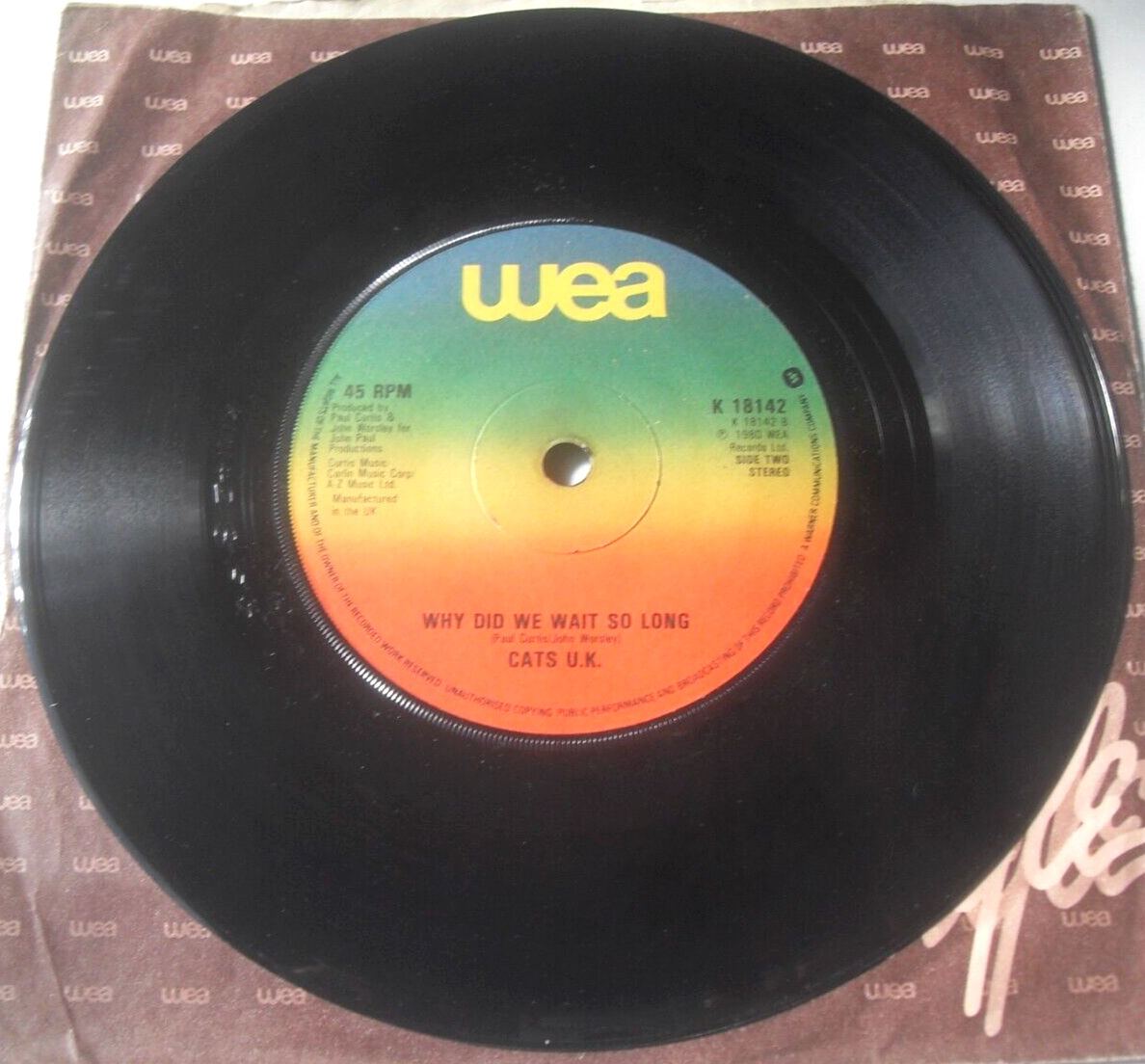 Cats U.K.- Sixteen Looking For Love (WEA 1980) 7" vinyl single VG/VG