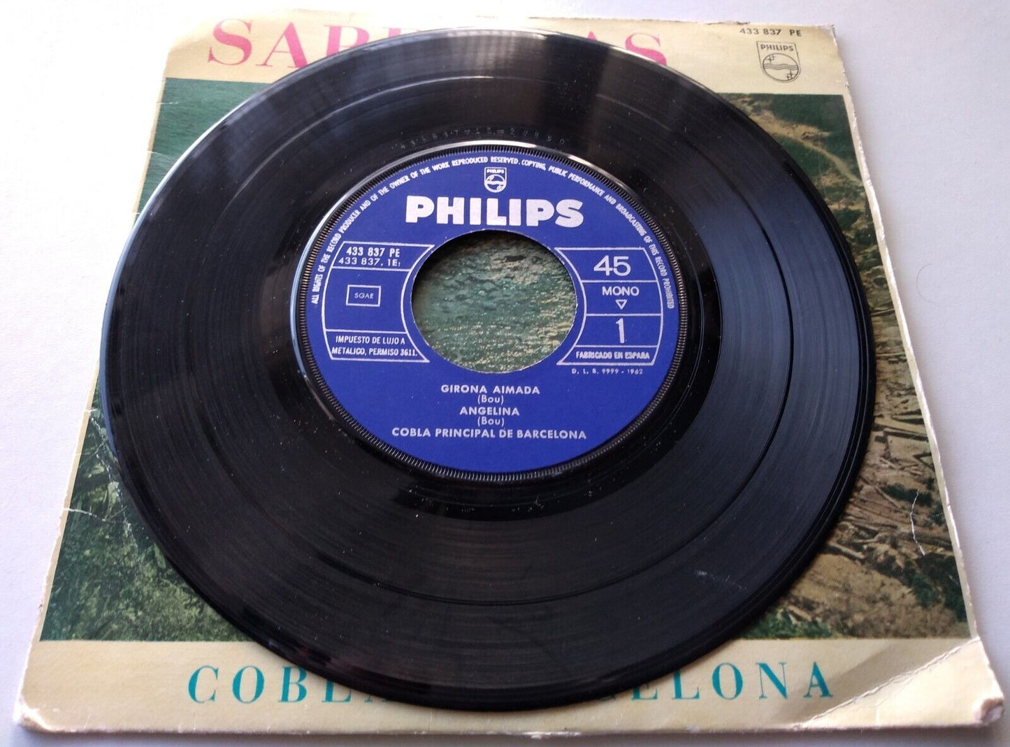 Cobla Barcelona - Sardanas (Philips 1962) 7" vinyl EP VG/G+ jukebox centre