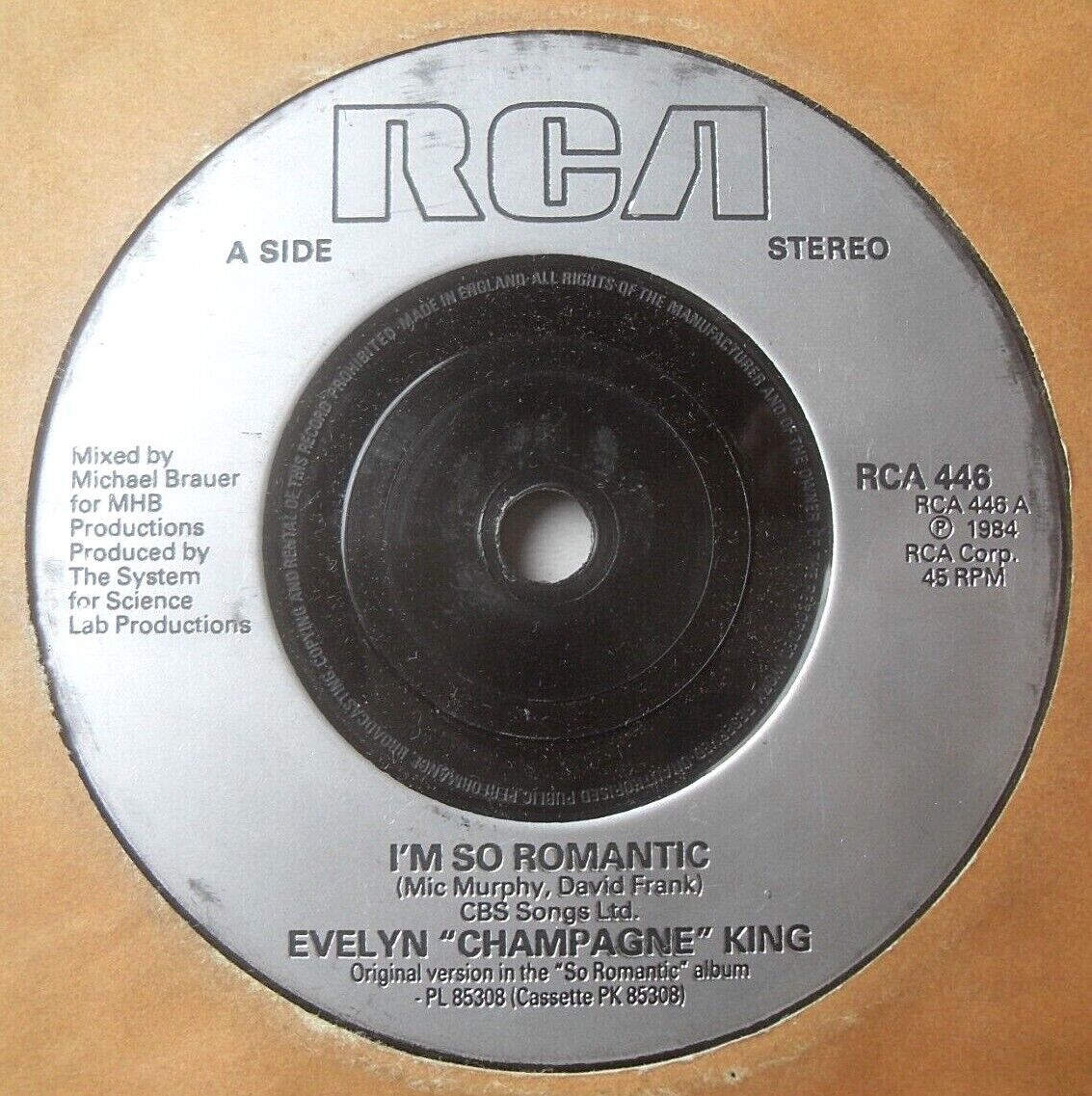 Evelyn "Champagne" King – I'm So Romantic (RCA, 1984) 7" vinyl single VG/-