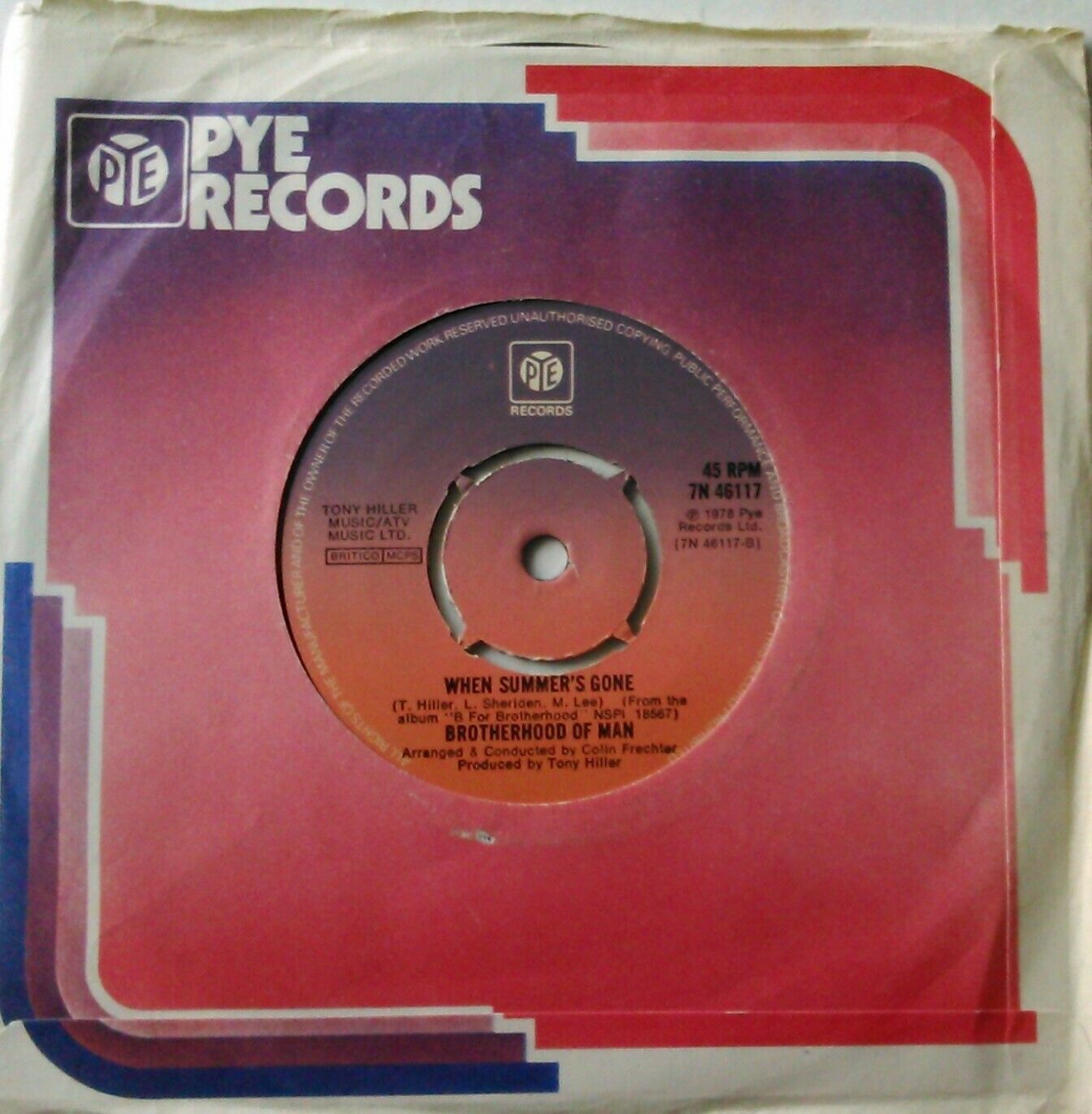 Brotherhood Of Man – Middle Of The Night (Pye, 1978) 7" vinyl single VG/VG