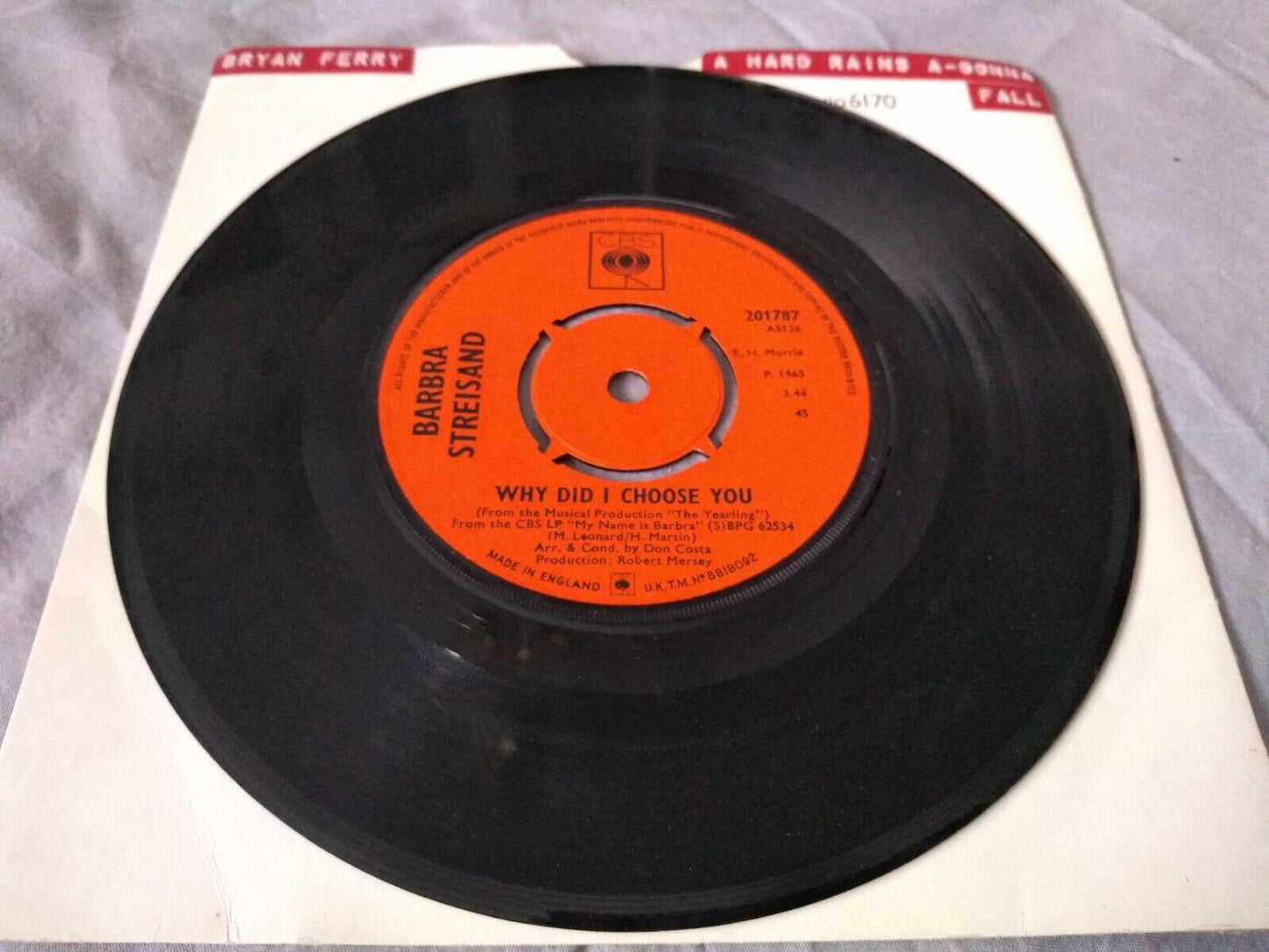 Barbra Streisand - Why Did I Choose You (CBS 1965) 7" vinyl single VG/-