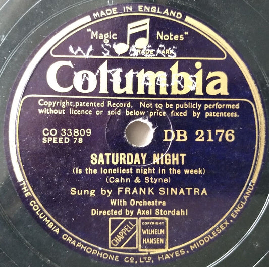 Frank Sinatra ‎– Saturday Night (Columbia 1943) 10" shellac VG/-