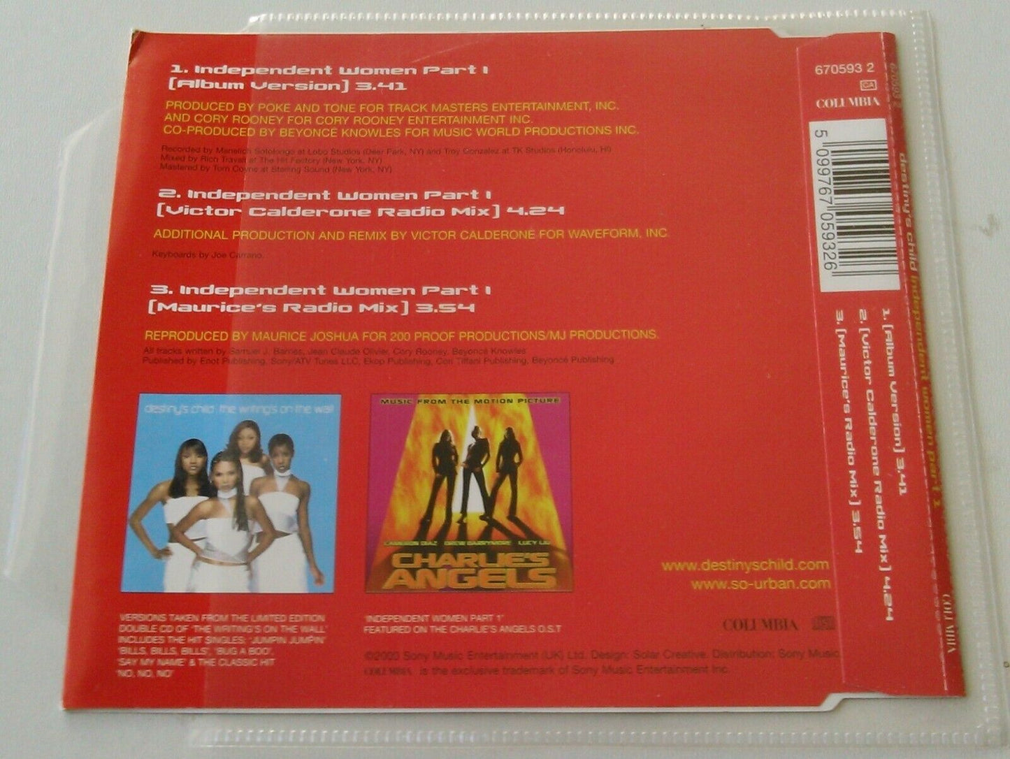 Destiny's Child ‎– Independent Women (2000) CD single *no case - plastic wallet*