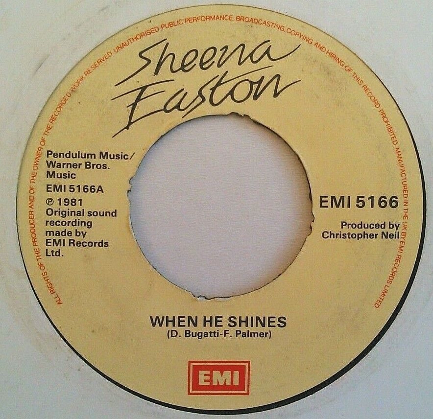 Sheena Easton - When He Shines (EMI, 1981) 7" vinyl single VG/- jukebox centre