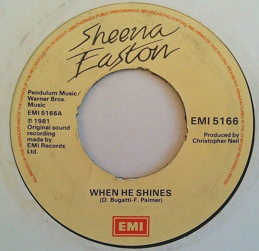 Sheena Easton - When He Shines (EMI, 1981) 7" vinyl single VG/- jukebox centre