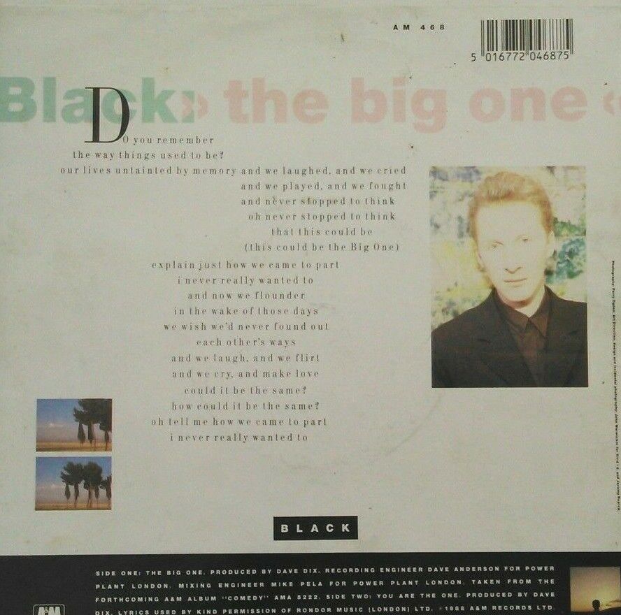 Black - The Big One (A&M, 1988) 7" vinyl P/S single VG/VG ltd posterbag