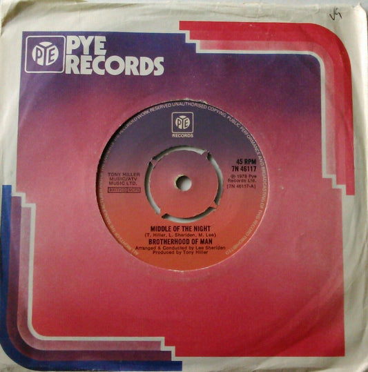 Brotherhood Of Man – Middle Of The Night (Pye, 1978) 7" vinyl single VG/VG