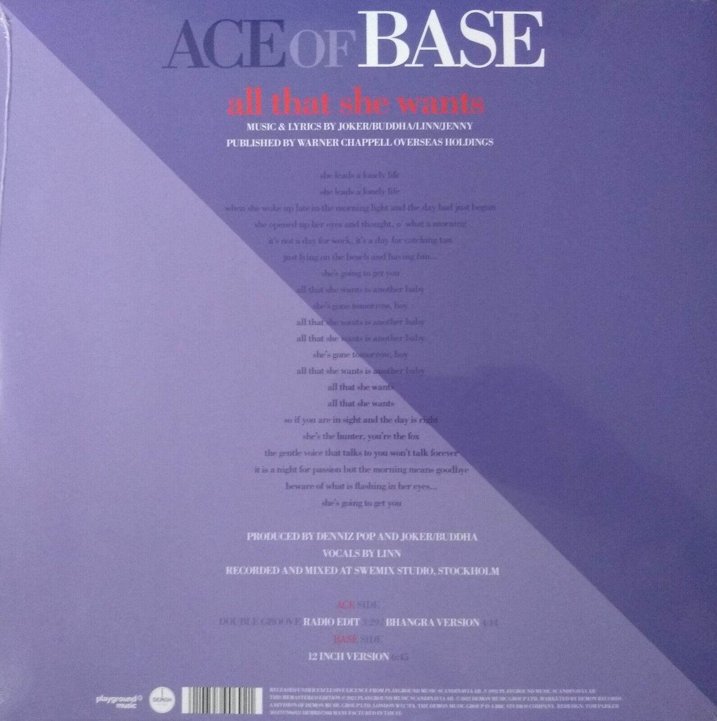 Ace Of Base - All That She Wants (2022) 12" picture disc vinyl single New Sealed