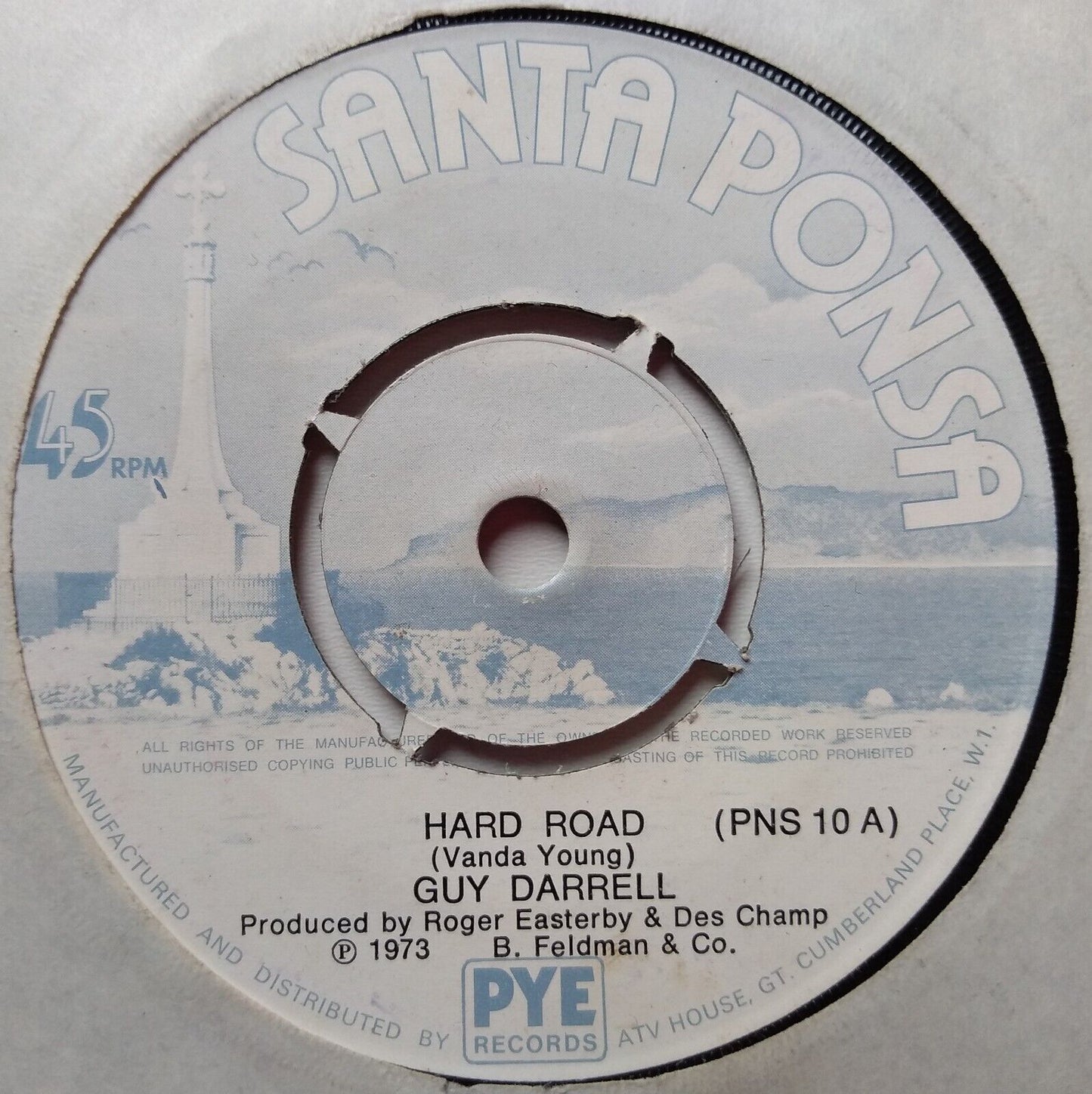 Guy Darrell – Hard Road (Santa Ponsa, 1973) 7" vinyl single VG/-