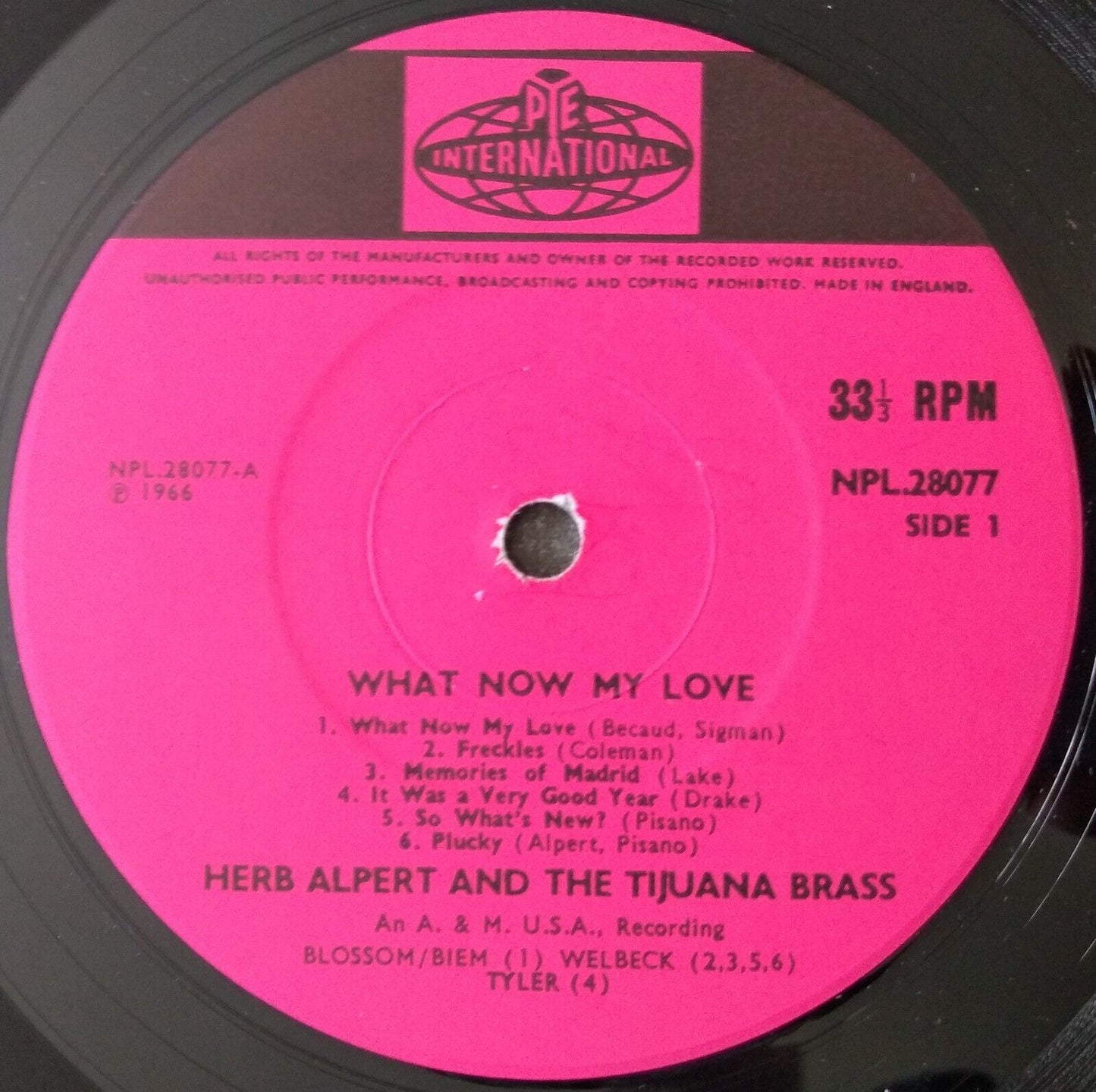 Herb Alpert & The Tijuana Brass – What Now My Love (A&M 1966) 12" vinyl LP VG/VG