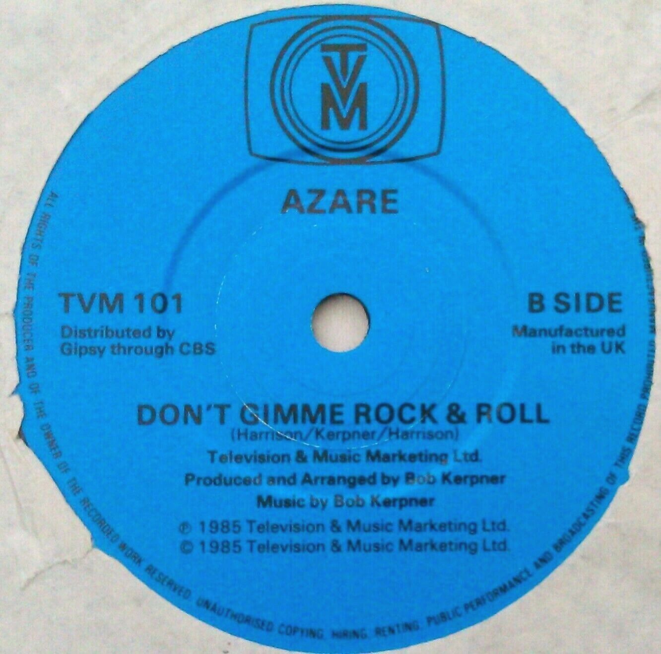 Azare – Love's Gone (TVM, 1985) 7" vinyl single VG/-