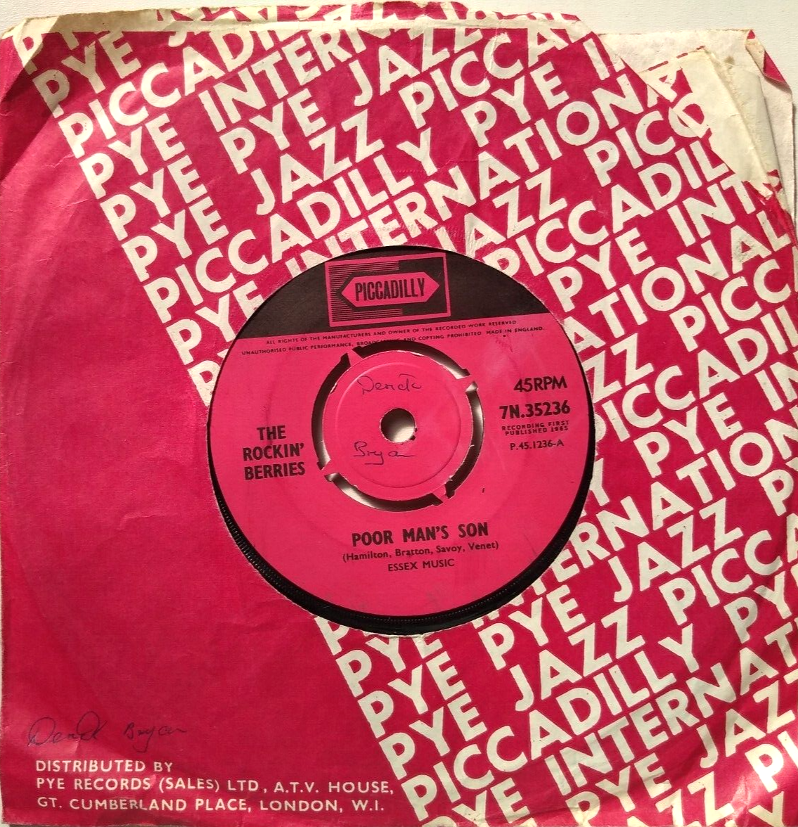 The Rockin' Berries – Poor Man's Son (Piccadilly, 1965) 7" vinyl single VG/-