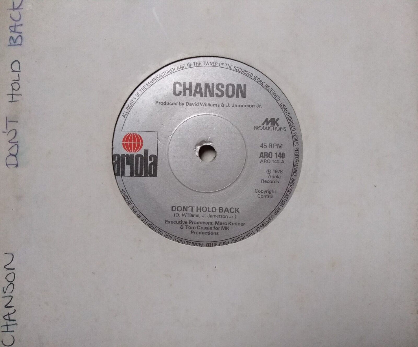 Chanson - Don't Hold Back (Ariola 1978) 7" vinyl single VG/-