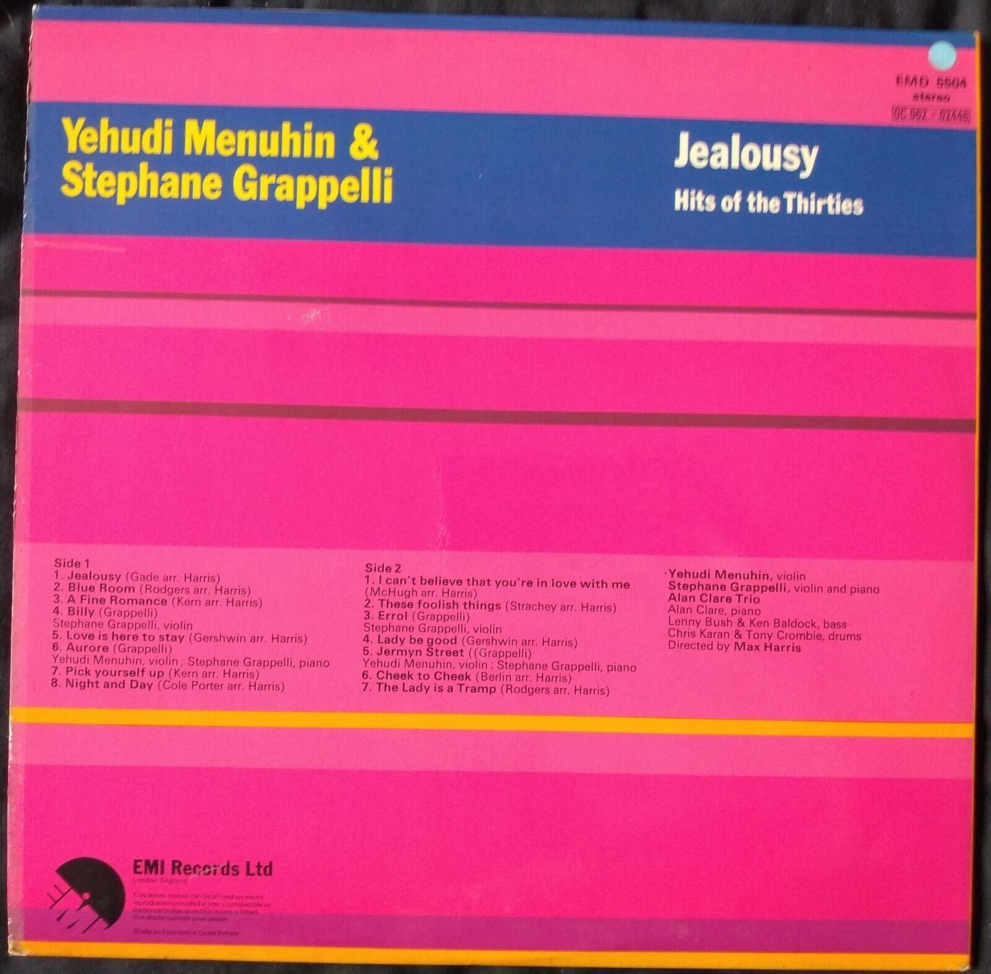 Yehudi Menuhin & Stephane Grappelli – Jealousy (Hits Of The Thirties) LP VG/VG