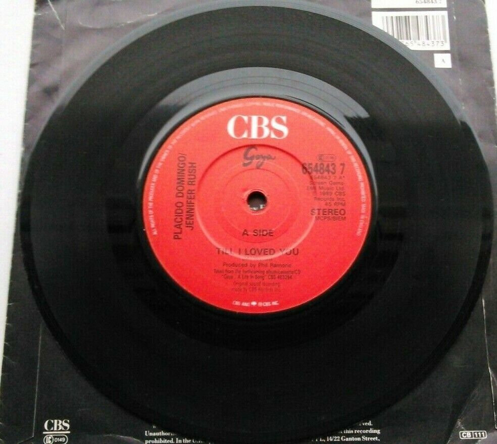 Placido Domingo • Jennifer Rush – Till I Loved (1989) 7" vinyl P/S single VG/VG