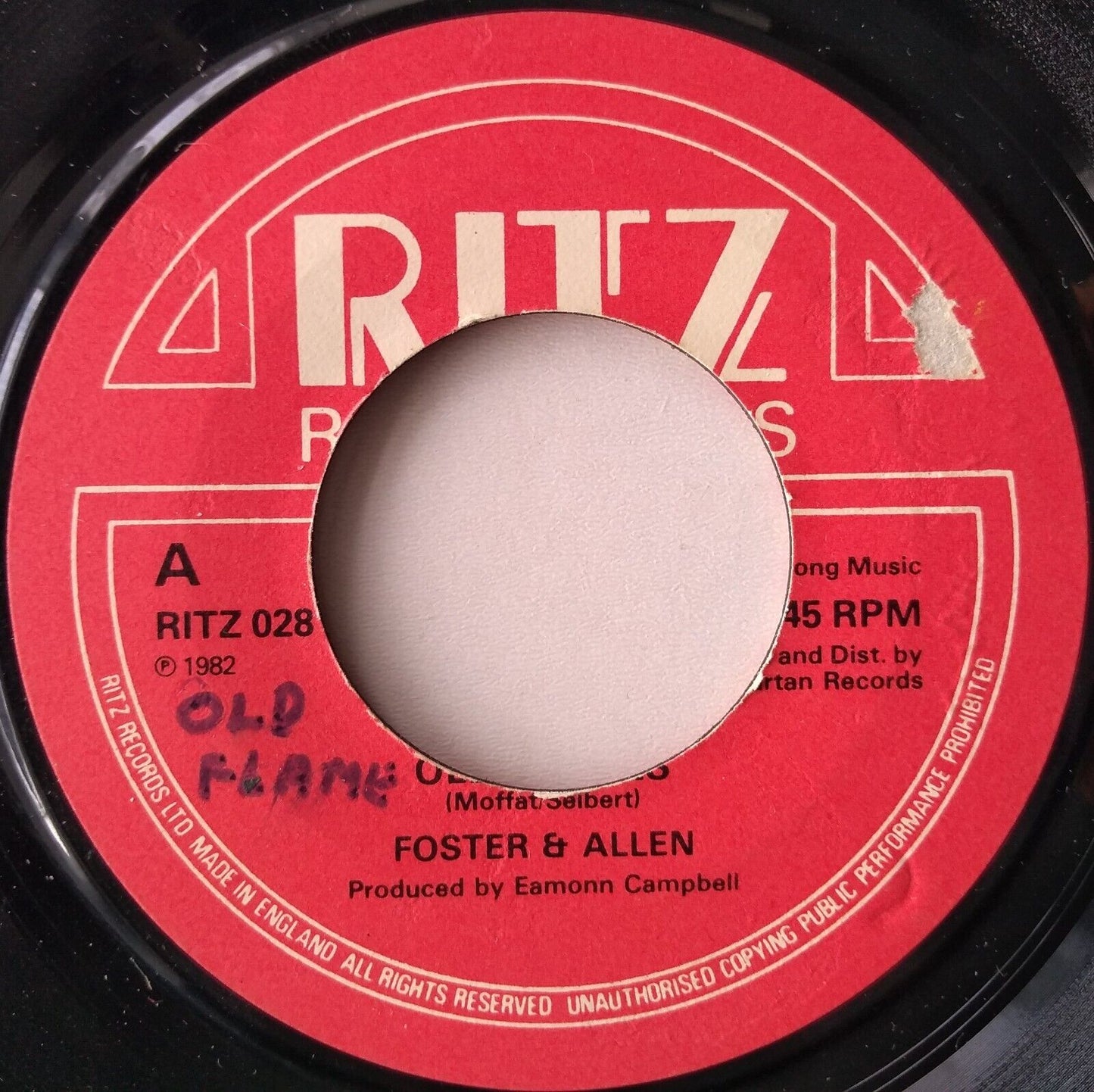 Foster & Allen - Old Flames (Ritz 1982) 7" vinyl single VG/- jukebox centre