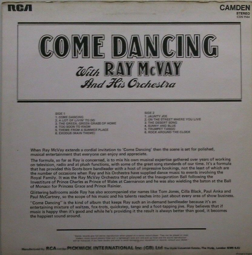 Ray McVay And His Orchestra – Come Dancing (Camden) 12" vinyl LP VG/VG